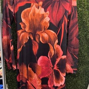 Boohoo Red and Black Sheath Midi Dress with Bishop Sleeves